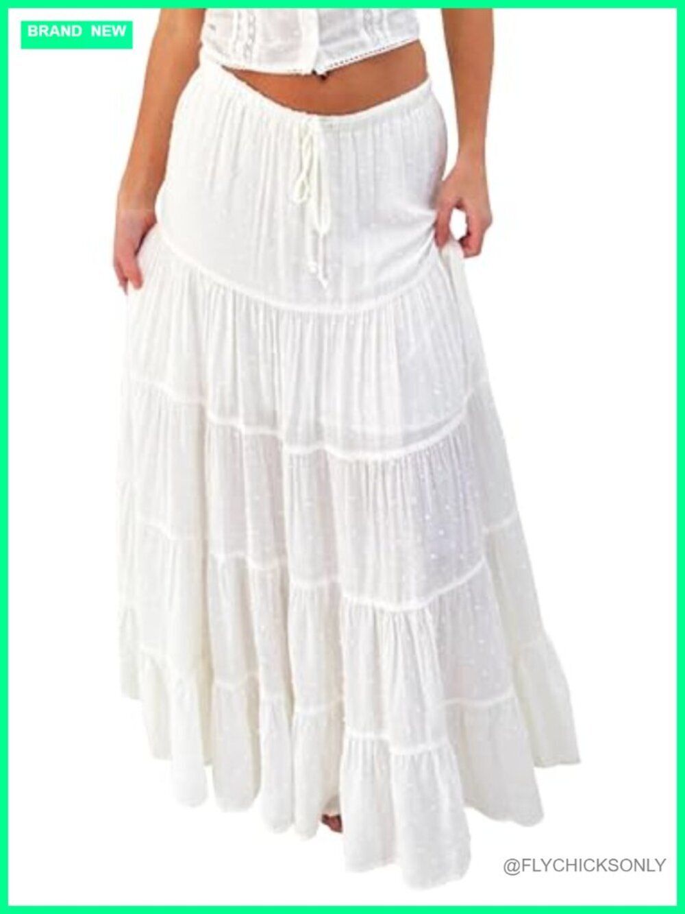 Casual Elastic Waist A-Line Pleated Maxi Skirt Summer Beach Long Skirt